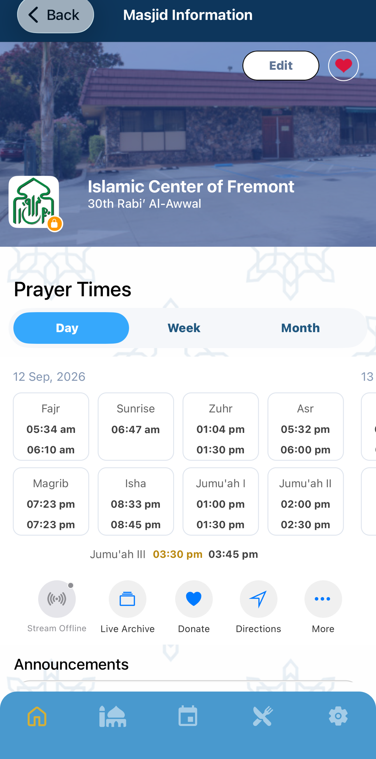 Placeholder for a A masjid’s page screenshot, 1290 by 2600 pixels